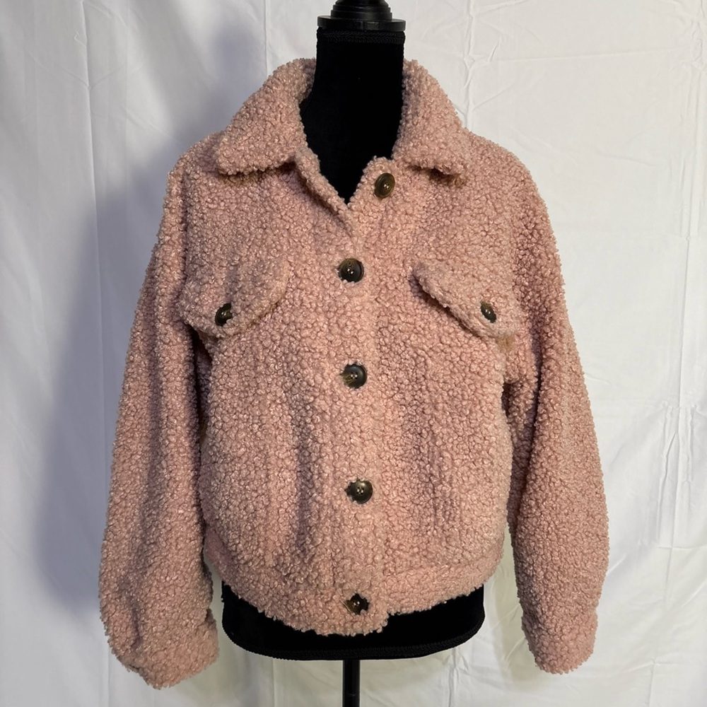 Forever 21 Pink Teddy Jacket with Collar
